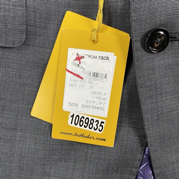 Ted‎ Baker Endurance Suit Jacket 42R Gray 2 Button Wool New with Defects NWD - Picture 3 of 16